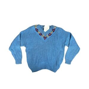 Vintage Deadstock Knit Fall Sweater Cotton-Blend Medium